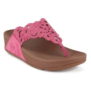 FitFlop Flora suede laser cut flip flops size 9